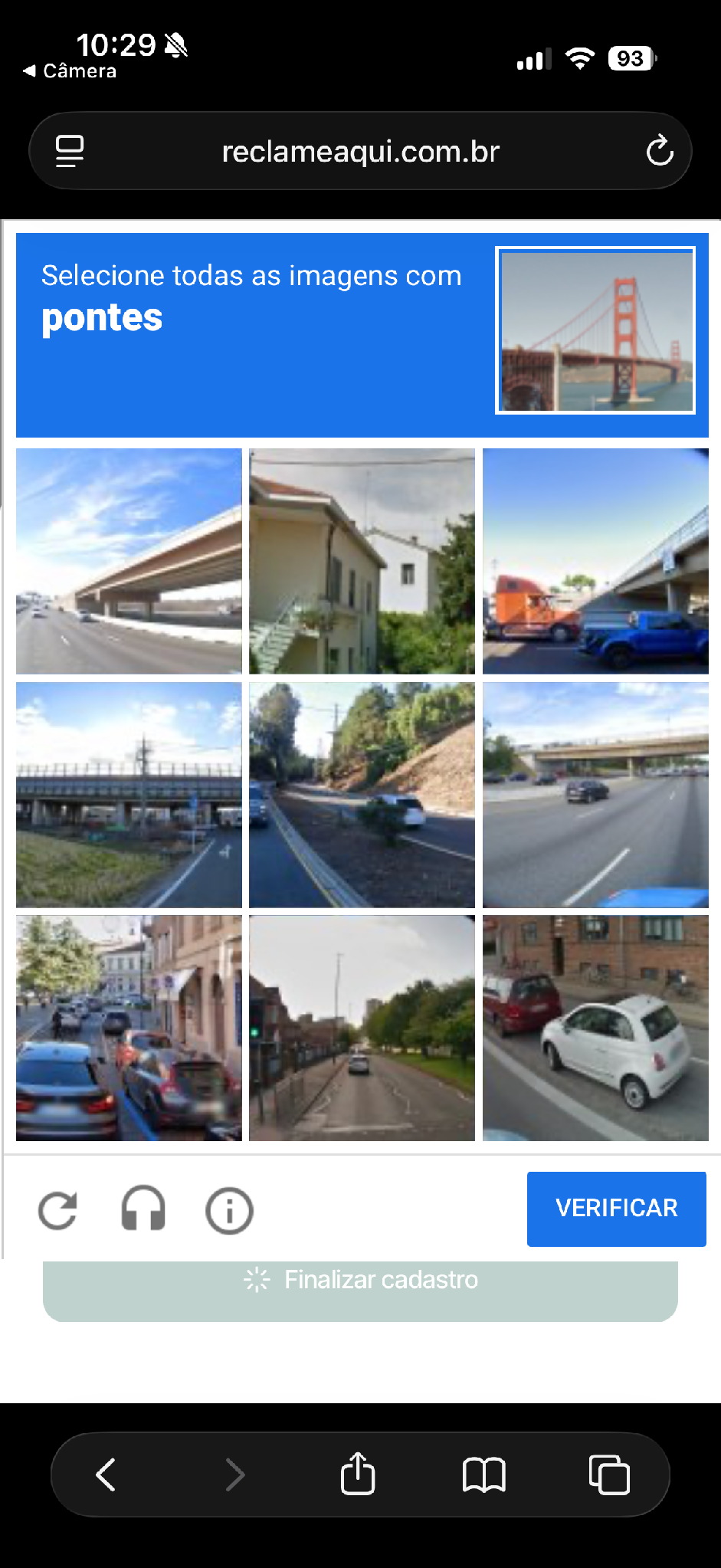 Segunda verificação reCAPTCHA ao concluir o cadastro